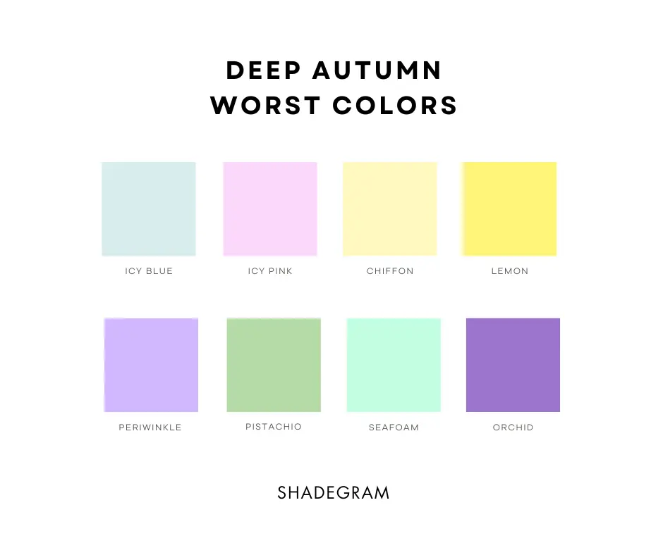 deep autumn worst colors