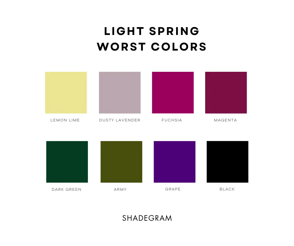 light spring worst colors