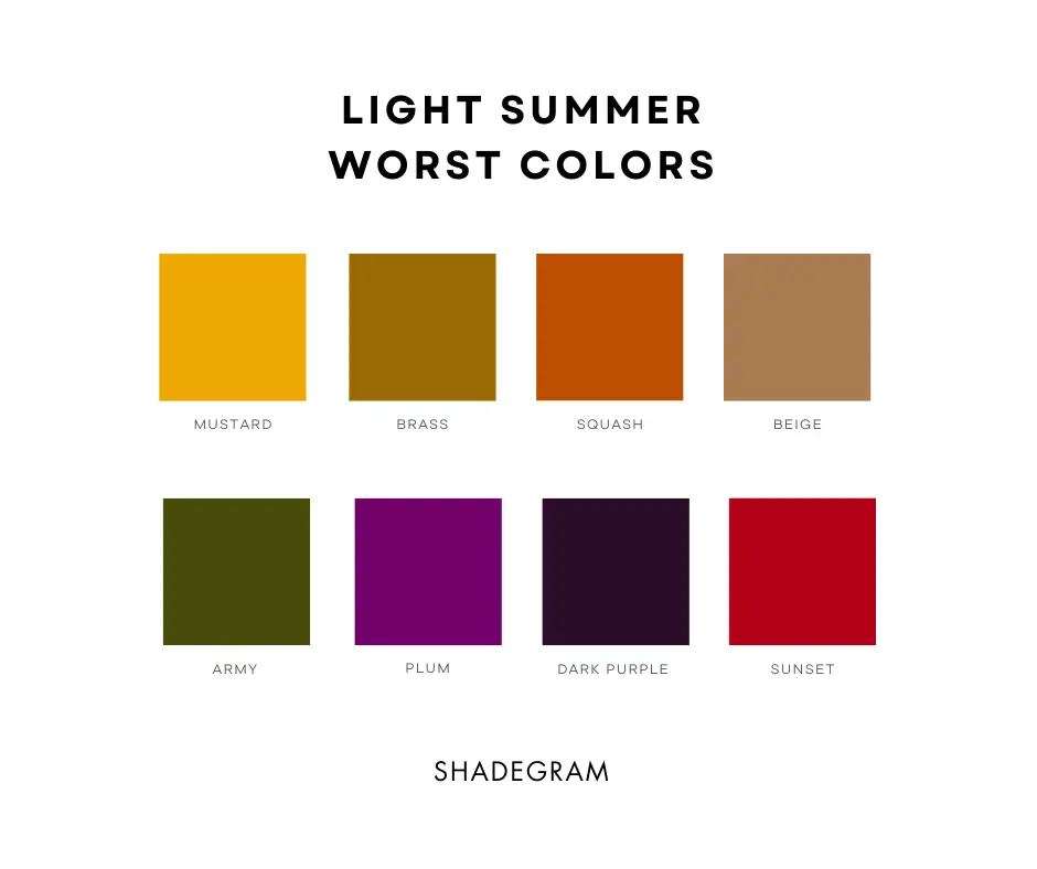 light summer worst colors